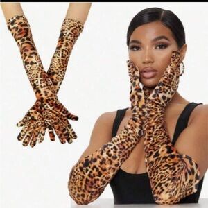 Leopard Print Velvet Evening Gloves NEW 🏷️